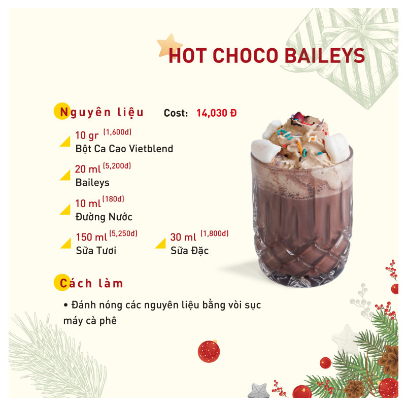 Công Thức Pha chế Hot Choco Baileys 2022